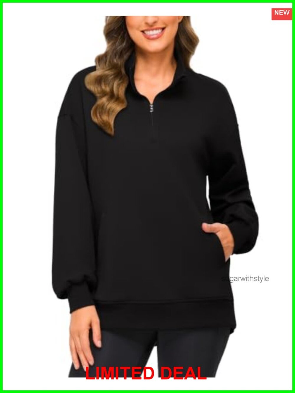 Women's Oversized Mock Neck Quarter Zip Sweatshirt Tunic